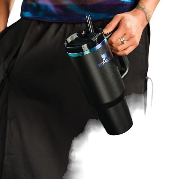 Stanley 40 oz. Quencher H2.0 FlowState Tumbler Black Chroma Water Cup Bottle NEW - Picture 5 of 8